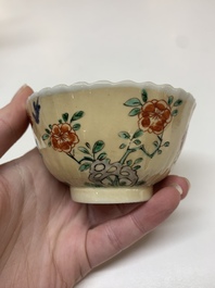 Five Chinese famille verte cups and six saucers, Kangxi