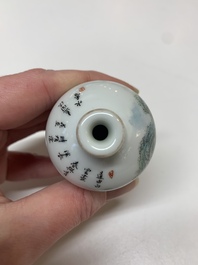 A fine Chinese famille rose 'landscape and poem' snuff bottle, Daoguang mark and of the period