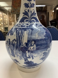 A fine Chinese blue and white bottle vase, Transitional period