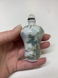 A fine Chinese famille rose 'landscape and poem' snuff bottle, Daoguang mark and of the period