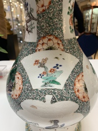 A very rare Chinese famille verte 'tiger and phoenix' vase, incised Chenghua mark, Kangxi