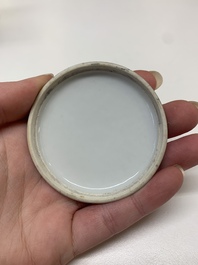 Three Chinese blue and white seal paste boxes, various marks, Republic