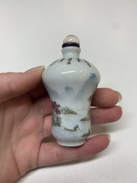 A fine Chinese famille rose 'landscape and poem' snuff bottle, Daoguang mark and of the period