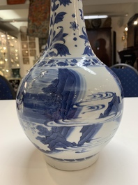 A fine Chinese blue and white bottle vase, Transitional period