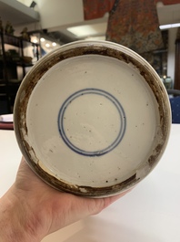A Chinese blue and white 'landscape' 'yenyen' vase, Kangxi