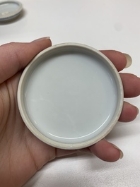 Four Chinese blue and white seal paste boxes in the style of Wang Bu, Yongzheng marks, Republic