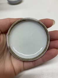 Four Chinese blue and white seal paste boxes in the style of Wang Bu, Yongzheng marks, Republic