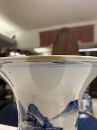 A Chinese blue and white 'landscape' 'yenyen' vase, Kangxi