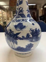 A fine Chinese blue and white bottle vase, Transitional period