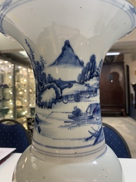 A Chinese blue and white 'landscape' 'yenyen' vase, Kangxi
