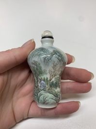 A fine Chinese famille rose 'landscape and poem' snuff bottle, Daoguang mark and of the period