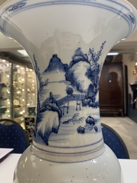 A Chinese blue and white 'landscape' 'yenyen' vase, Kangxi