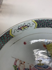 A Chinese famille rose 'horserider' dish, Yongzheng/Qianlong