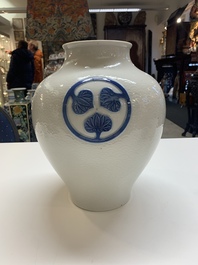 A Japanese blue and white 'Tokugawa crest' vase, Edo/Meiji, 19th C.
