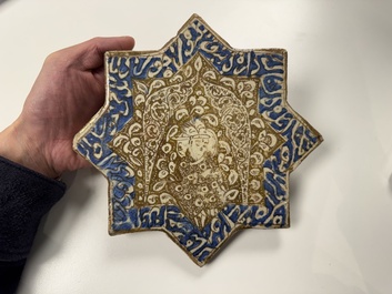 A Kashan lustre-glazed star tile, Persia, 13/14th C.