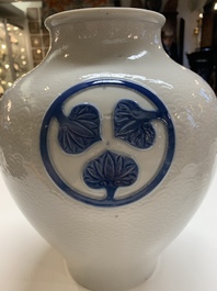 A Japanese blue and white 'Tokugawa crest' vase, Edo/Meiji, 19th C.