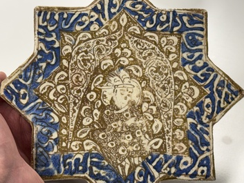 A Kashan lustre-glazed star tile, Persia, 13/14th C.