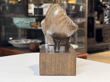 Zakopane School: wooden carving of a fox, marked on the base, Poland, late 19th/early 20th C.