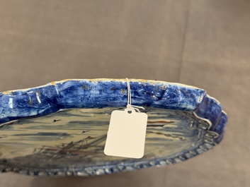A fine polychrome Dutch Delft 'ship' plaque, 18th C.