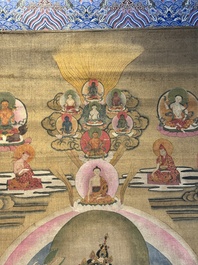 Chinese School: 'White Tara', ink and colour on silk, Qing or later