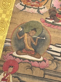 Chinese School: 'White Tara', ink and colour on silk, Qing or later