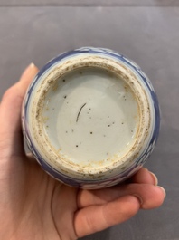A Chinese wucai vase and seven blue and white jarlets, 19th C.