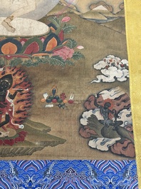 Chinese School: 'White Tara', ink and colour on silk, Qing or later