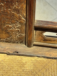 A rare and exceptional Chinese huanghuali sedan chair, Jianyu 肩輿, signed Zhang Dai 張岱, 17th C.