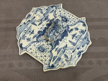 Two blue and white Dutch Delft butter tubs, 18th C.
