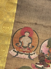 Chinese School: 'White Tara', ink and colour on silk, Qing or later