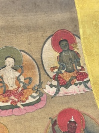 Chinese School: 'White Tara', ink and colour on silk, Qing or later