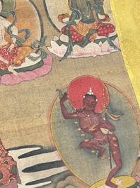 Chinese School: 'White Tara', ink and colour on silk, Qing or later
