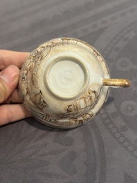 A 28-piece Chinese gilt-decorated sepia 'mandarin subject' service, Jiaqing