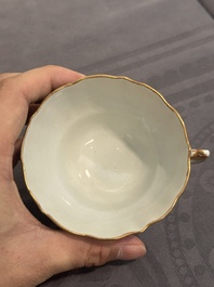 A 28-piece Chinese gilt-decorated sepia 'mandarin subject' service, Jiaqing