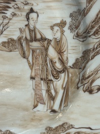 A 28-piece Chinese gilt-decorated sepia 'mandarin subject' service, Jiaqing