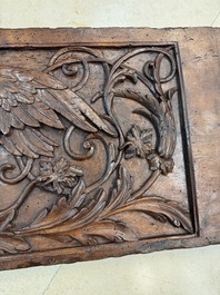A carved walnut panel depicting the victory of good over evil, 16th C.