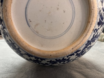 A Chinese blue and white globular 'landscape' vase, 19th C.