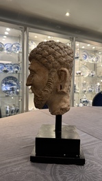 A large terracotta head of a bearded man, Gandhara region, Kushan period, 4/5th C.