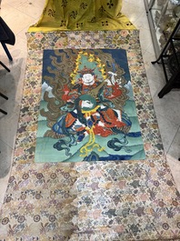 A series of four very large Sino-Tibetan thangkas of the Four Heavenly Kings, 19th C.