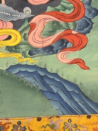 A series of four very large Sino-Tibetan thangkas of the Four Heavenly Kings, 19th C.