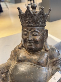 A Chinese gilt bronze crowned Milefo Buddha, Ming