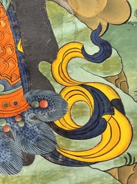 A series of four very large Sino-Tibetan thangkas of the Four Heavenly Kings, 19th C.