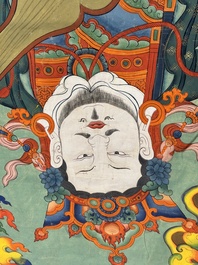 A series of four very large Sino-Tibetan thangkas of the Four Heavenly Kings, 19th C.
