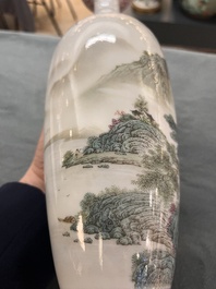 A Chinese famille rose semi-eggshell 'landscape' vase, signed Zhang Zhitang 張志湯, Yitaozhai 亦陶斎 mark, dated 1939