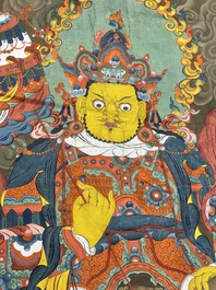 A series of four very large Sino-Tibetan thangkas of the Four Heavenly Kings, 19th C.