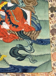 A series of four very large Sino-Tibetan thangkas of the Four Heavenly Kings, 19th C.