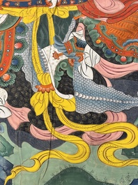 A series of four very large Sino-Tibetan thangkas of the Four Heavenly Kings, 19th C.