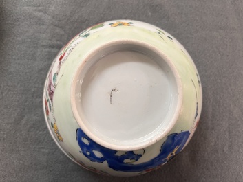 A Chinese famille rose 'rooster' plate and a bowl, Yongzheng