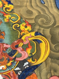 A series of four very large Sino-Tibetan thangkas of the Four Heavenly Kings, 19th C.