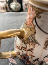 A Chinese Canton famille rose 'mandarin subject' bowl and a covered ewer, Qianlong